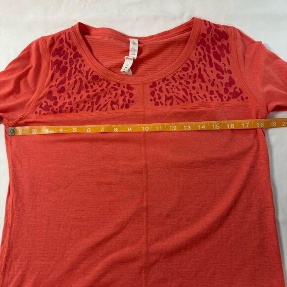 Lululemon Run Away Tee Heather Atomic Red Size 6 Reflective Gym Athleisure - Picture 4 of 7